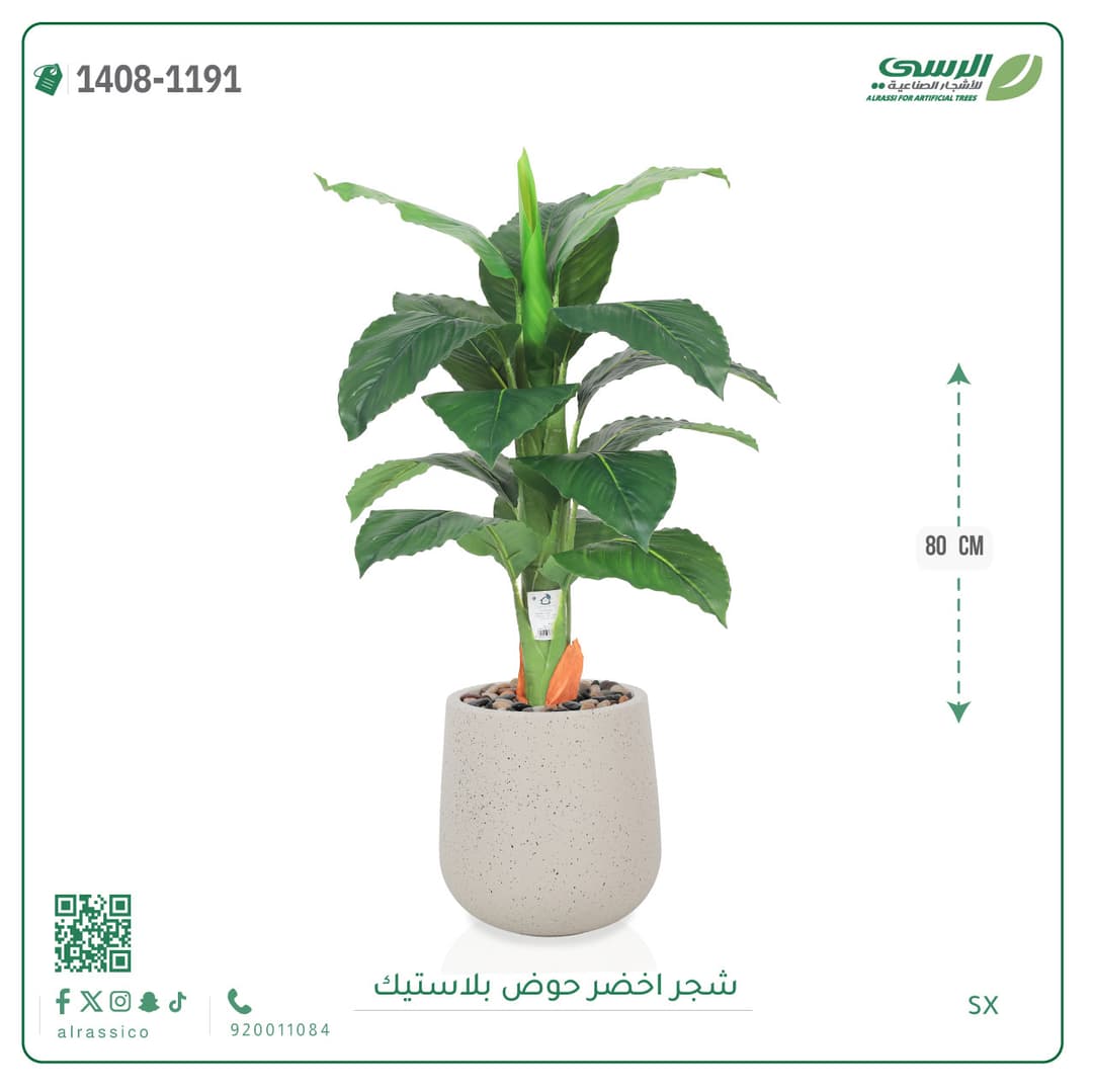 شجر اخضر حوض بلاستيك 80 سم